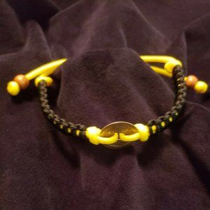 Adjustable "Bruce Lee " Bracelet Black On Yellow
